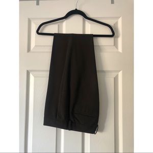 TAHARI DARK SOLID BROWN BOOT CUT PANT SUIT